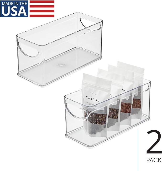 iDesign Narrow Pantry Bin, Set of 2, Clear | For Kitchen Cabinets or Fridge, Made in USA - Image 2