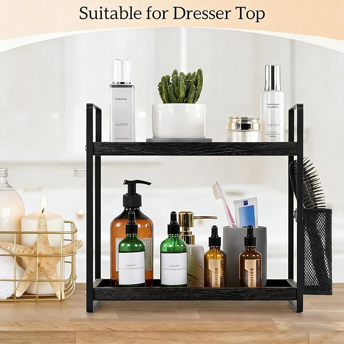 Coffee Station Organizer for Counter, Coffee Pods Holder Storage, Wooden Kitchen Counter Shelf, Coffee (Coffee Rack-BLACK) - Image 6