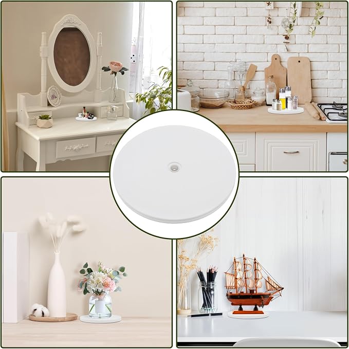 1Pcs White Acrylic Lazy Susan 8 Inch Turntable Organizer Bearings | Mini Lazy Susan, Small Lazy Susan Turntable, 360° Rotating Swivel Plate for Spice Rack, Cosmetic, Cake, Pantry, DIY Display - Image 5