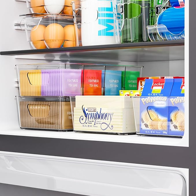 Stackable 6 Pack Snack Organizer for Pantry Shelf,Clear Pantry Organizers and Storage Bins for Fridge,Office,Cupboard,Plastic Pantry Snack Organizer For Breast Milk,Tea Bag,Food Storage Containers - Image 8