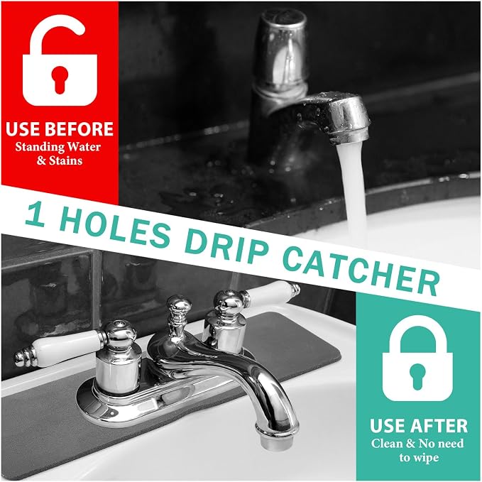 Tioncy 2 Pcs Faucet Mat Sink Splash Guard Oval-hole Oval Splash Pad for Kitchen Sink Oval Base Diatomite Faucet Mat for Bathroom Absorbent Mat Splatter Screens(Dark Gray) - Image 4