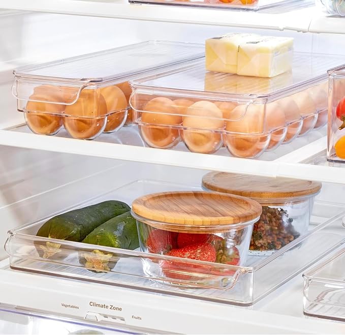 Egg Holder for fridge with Lid, Clear Plastic Egg Storage Container Refrigerator Organizer Bins, Stackable Tray Holds 18 Eggs Trays Storage (1 pack, 18 Eggs) - Image 6