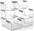 HOMESTEAD Set of 6 Stackable Storage Bins, 3 Large + 3 Small Clear Plastic Organizer Bins, Open Front Design for Kitchen Pantry, Fridge, Cabinet, Bathroom Organization and Snack Storage by Homestead