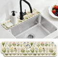 2 Pcs Flowers and Plants Kitchen Sink Splash Guard Faucet Mat for Sinks Absorbing Drying Mats for Kitchen Bathroom, 23.6x5.5inch by CONCHLERY%E6%97%97%E8%88%B0%E5%BA%97