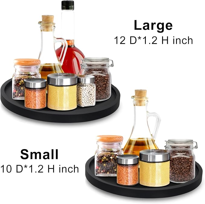 Wooden Lazy Susan for Table Top Organizer Round Tray Kitchen Counter Decor | 10" Small Black Wood Lazy Susan Turntable Cabinet Circle Rotating Bathroom Vanity Tray Coffee Bar Dining Table Accessories - Image 7