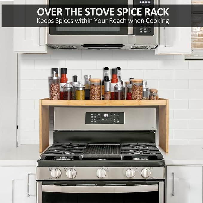 Over the Stove Spice Shelf for Kitchen,33" Over Stove Spice Rack Organizer | Stove Top Shelf, Stove Shelf for Back of Stove,Above Stove Shelf Spice for Kitchen - Image 3