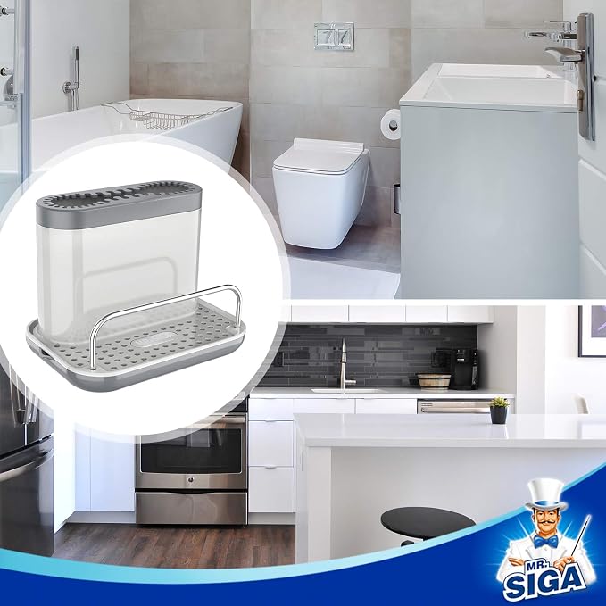 MR.SIGA Sink Caddy, Kitchen Sink Organizer Sponge Holder with Drip Tray | Kitchen sink caddy organizer, keeps sink tidy - Image 7