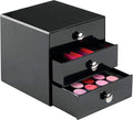iDesign 35360 3-Drawer Plastic Vanity Organizer, Compact Storage Organization Set for Cosmetics, Dental Supplies, Hair Care, Bathroom, Dorm, Desk, Countertop, Office, 6.5" x 6.5" x 6.5", Black | BPA-Free Plastic by iDesign