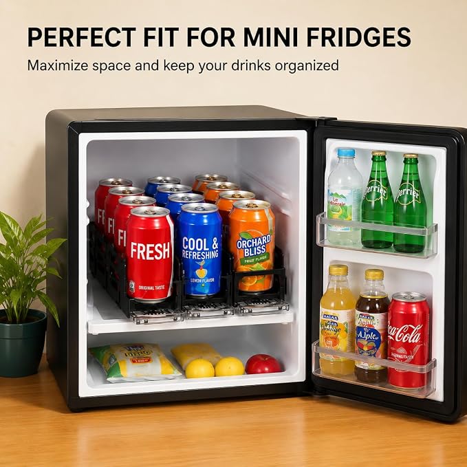 Baluue Drink Organizer for Fridge, Mini Automatic Soda Can Dispenser, Pusher Glide Self-Pushing Drink Holder for Pantry Beverage Cans Refrigerator Storage, Single Row - Image 3