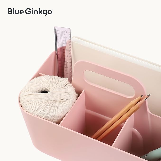 BLUE GINKGO Stackable Organizer Caddy, Rectangle, Pink, Made in Korea | Portable. Adjustable. Home, Office & School Storage. - Image 7