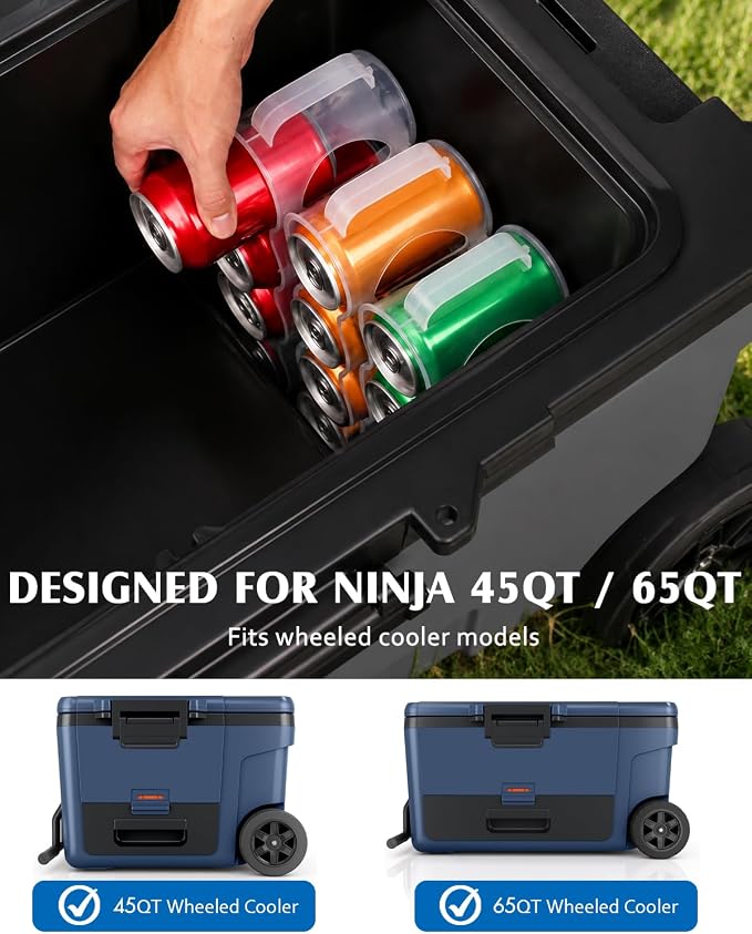 3 Pack Can Organizer Rack Designed for Ninja FrostVault 45QT/65QT Wheeled Cooler, Clear Beverage Can Holder for Cooler Drink Storage, 4 Cans Per Row, Cooler Accessories for Camping Beach Tailgating - Image 2