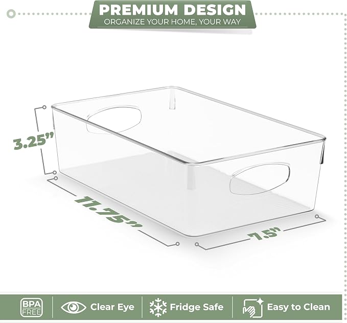 Sorbus 10-Pack XL Clear Plastic Organizing Bins – Clear Bins for Organizing, Refrigerator Organizers, Fridge Organizer, Pantry Storage, Kitchen Organizer, and Pantry Organizers and Storage Bins - Image 3