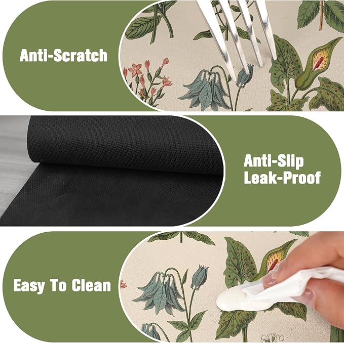 2 Pack Kitchen Sink Splash Guard Faucet Mat 15" X 5.5" Floral Absorbent Fast Drying Mat Faucet Draining Mat Sink Splash Guard Behind Faucet Drip Catcher for Kitchen Bathroom - Image 7