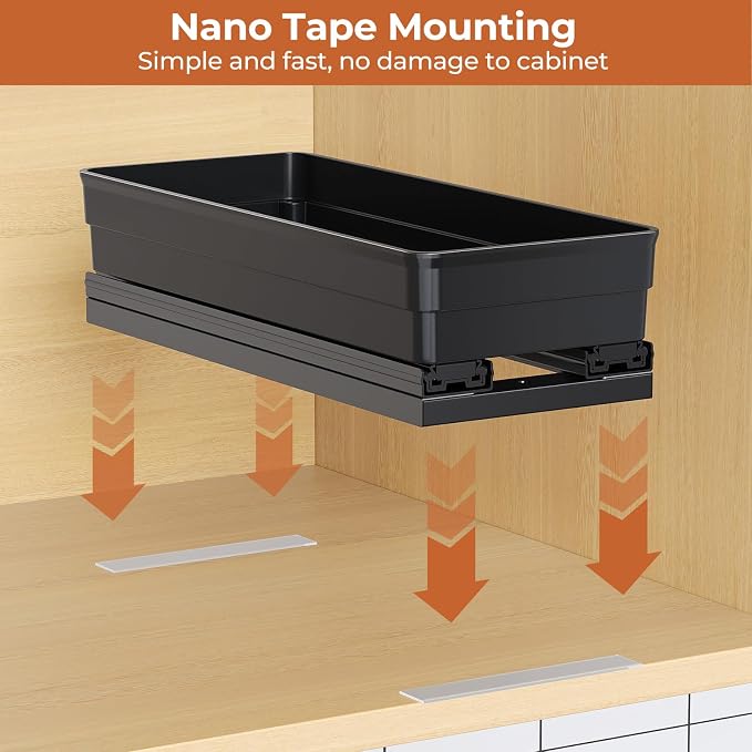 Pull Out Spice Rack Organizer for Cabinet, 3 Pack 2 Tier Sliding Spice Rack | Dual Rail, Slide Out Seasoning Organizer for Kitchen Cabinets, No Drill Installation, Space Saving Cabinet Storage Organizer - Image 4