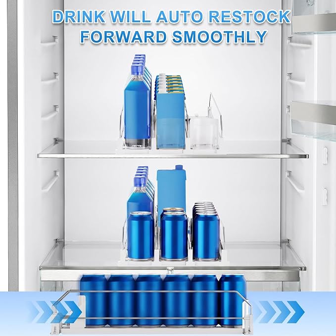 Dayacoco Drink Organizer,Soda Drink Dispenser For Fridge,Fridge Can Drink Organizer,12oz 16oz 20oz-Soda Automatic Dispenser For Fridge And Adjustable Width-Holds Up To 15 Cans,3 Rows - Image 4