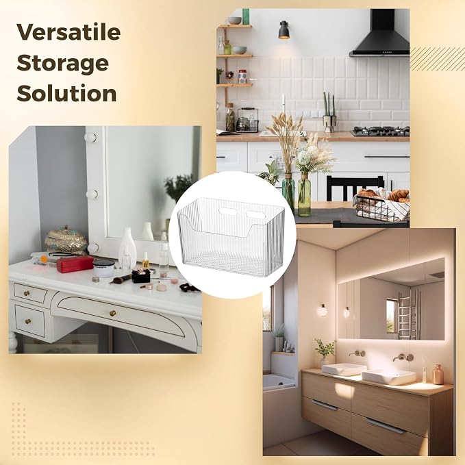 2 Pcs Plastic Adhesive Inside Cabinet Door Organizer - Clear Adhesive Basket Wall Storage with Strong Adhesive, Kitchen Adhesive Cabinet Door Storage Bins, Organizer Basket, 7.9 x 3.5 x 5.7 in - Image 6