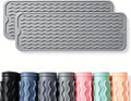 2 Pack Caketime Silicone Dish Drying Mat for Kitchen Counter Bathroom Under Sink Protector Faucet Drip Gadgets Clearance Washer Dryer Countertop Organizer Drain Tray 17"x6" Light Gray by CAKETIME