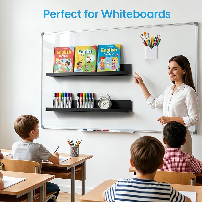 2 Pack 13.5" Metal Magnetic Bookshelf for Whiteboard, Strong Reusable Magnetic Display Shelf, Holds up to 12 lbs, Storage Organizer for Classroom, Kids Room, Office, Kitchen & Garage - Image 5