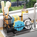Consumest Sponge Holder for Kitchen Sink - Auto Draining Sink Caddy Organizer with Detachable Rack, High Brush Holder, Kitchen Countertop Storage Accessories, Black by Consumest