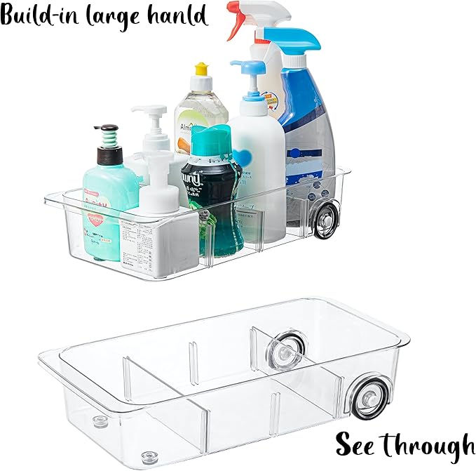 Fridge Organizer and Storage Drawer Roll Out Refrigerator Bins,2 Pack | Silicone Wheels,3 Pack Adjustable Dividers ,Easy to Clean for Pantry Storage Bins, Kitchen Organization - Image 5