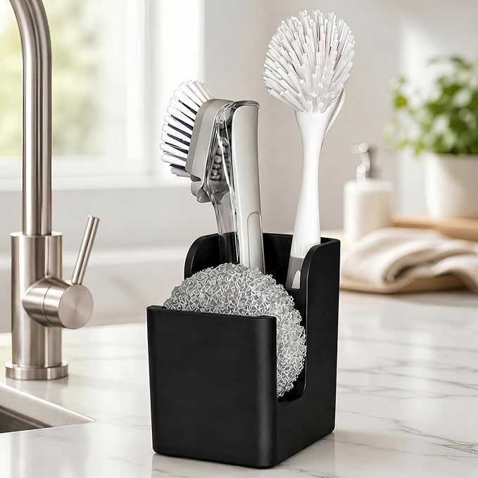 Silicone Sink Caddy – Sponge Dish Brush Holder for Kitchen Sink | Kitchen Sink Organizer, Sink Brush Holder, Sink Sponge Holder for Scrub Daddy, Scrub Mommy, Sponge & Kitchen Brush Holder by Spacewiser