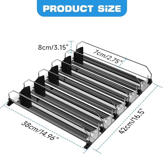 Soda Can Organizer for Fridge, Self-Pushing Drink Holder for Refrigerator, Adjustable Width Beverage Water Beer Storage for Kitchen Pantry, Holds up to 30 Cans - Image 2