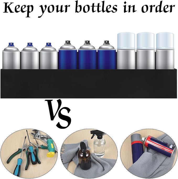 Gisafai 2 Pcs Magnetic Aerosol Spray Can Holder Heavy Duty Magnet Toolbox Bottle Holder Easy Install Spray Can Organizer Wall Mounted Bottle Rack for Garage(24.02 x 3.15 x 4.33 Inch,Black) - Image 5