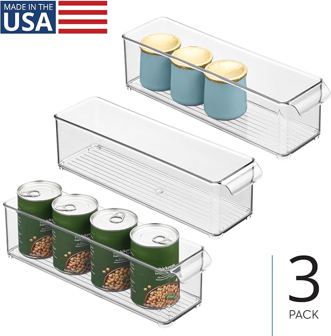 iDesign Stackable Fridge Storage Bin with Handle, Set of 3, Clear | Ideal for Fridge and Freezer, Made in USA - Image 2