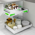 Expandable Pull Out Cabinet Organizer, Adjustable Width 12"-19" & Depth 16.5"-22", 4-Side Extension, 5 Slide Rails for Heavy Duty Use, Adhesive Roll Out Shelves for Kitchen Cabinets, White 1PCS by PARTNERJOY