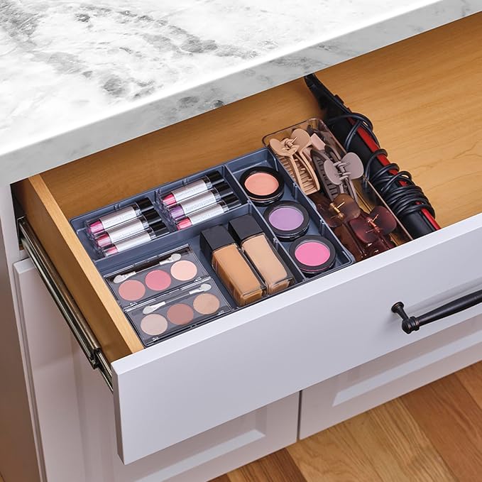 Ontel Smart Drawer Organizer - Multi-level Jewelry Holder, Cosmetics Organizer, or Office Drawer Organizer with Adjustable Dividers for Organization and Storage, Fits Drawers 9.5"W x 7.5"L x 2.75"D - Image 8