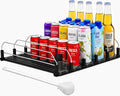 Drink Organizer for Fridge with Cleaning Brush, Soda Can Dispenser for Refrigerator, Automatic Drink Dispenser for Fridge Holds up to 25 Cans, 5 Row Adjustable Organizer with Smooth Pusher Glide Black by Unknown