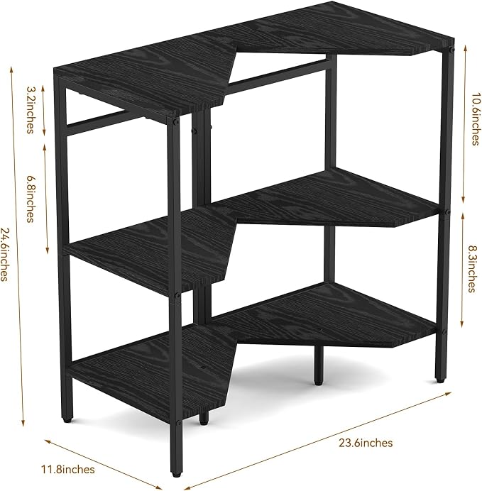 CADUKE Pedestal Sink Shelf, 2 Pack Under Sink Organizers and Storage, Black | 3-Tier Under Pedestal Sink Storage, Bathroom Under Vanity Storage Shelves, Corner Shelf Stand, For Kitchen, Living Room - Image 3