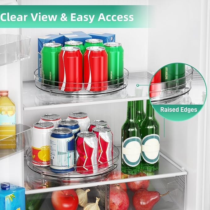Optish 3 Pack 9.5" Lazy Susan Organizer for Cabinet, Non-Skid Turntable | Fridge Organizer and Storage, Rotating Spice Organizer, for Pantry, Kitchen, Table Top, Countertop, Easy Access, Load 15 lbs - Image 5