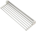 Roll Up Dish Drying Rack, Over Sink Multipurpose Rack, 17.6" x 9.3" Stainless Steel Foldable Dish Drainer, White by GENIYA