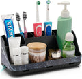 GFWARE Marble Black Toothbrush Holder for Bathrooms, Bathroom Sink Storage | Detachable 7 Slots Kid Electric Toothbrush and Toothpaste Holder, Bathroom Sink Accessories Storage Caddy Marble-Look, Black by GFWARE