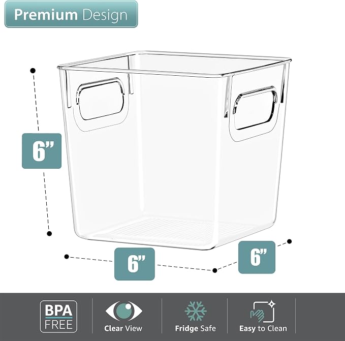 Sorbus 4 Pack Small Clear Plastic Storage Bins, Clear Organizer Bins with Handle for Kitchen, Pantry, Cabinet, Refrigerator, Craft, Toys, Clothes, Closet, Under Sink, Bathroom Organizers and Storage - Image 3