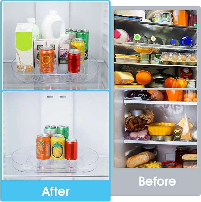 Turntable Organizer for Kitchen, 15"x11" Rotating Spice Rack Organizer 360°Clear PET Organizer Storage Tray Cabinet, Pantry Countertop with Suction Cups Large Rectangular Fridge Shelf - Image 5