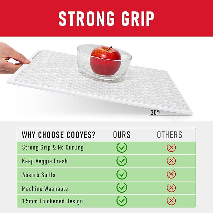 Cooyes Refrigerator Liners, Non-Slip Fridge Liners Washable, Absorbent Refrigerator Shelf Liner for Kitchen Cabinets, Non-Adhesive Refrigerator Mats Fridge bin Liners 12" x 360", Gray - Image 3