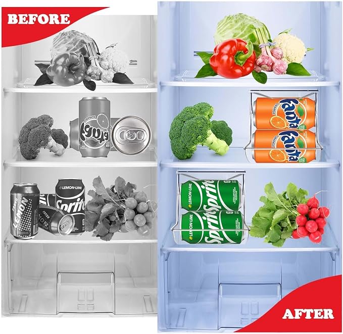 Soda Can Organizer for Refrigerator Stackable Can Holder Dispenser with Lid for Fridge, Pantry, Freezer – Holds 12 Cans Each, BPA-Free, Clear Design, (2-Pack) - Image 5