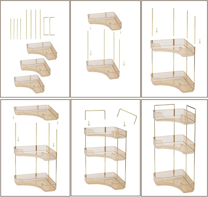 3-Tier Corner Bathroom Counter Organizer – Classic Storage Shelf for Makeup, Perfume & Toiletries, Space-Saving Countertop Tray Fits Bathroom, Dresser, Kitchen (Vintage Gold) - Image 7