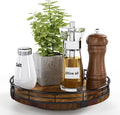 AMH 9-Inch Farmhouse Oak Lazy Susan Cabinet Organizer, Walnut Finish | Smooth rotating oak tray with walnut finish for dining tables, kitchen counters, pantries and cabinet storage. by AMH