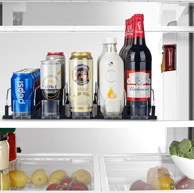 Soda Can Organizer for Fridge, Self-Pushing Drink Holder for Refrigerator, Adjustable Width Beverage Water Beer Storage for Kitchen Pantry, Holds up to 30 Cans - Image 5