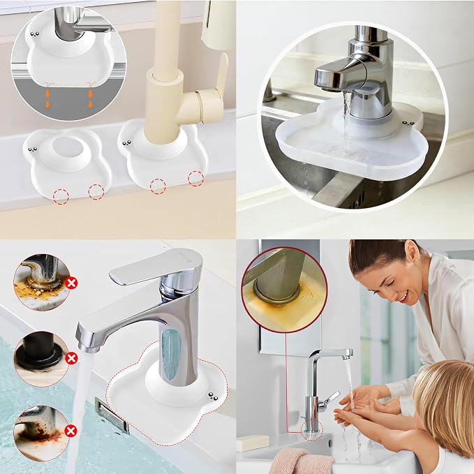 Silicone Faucet Mat for Kitchen Tap Compact Sink Splash Guard Protectors Behind Draining,Clear 2PCS - Image 7