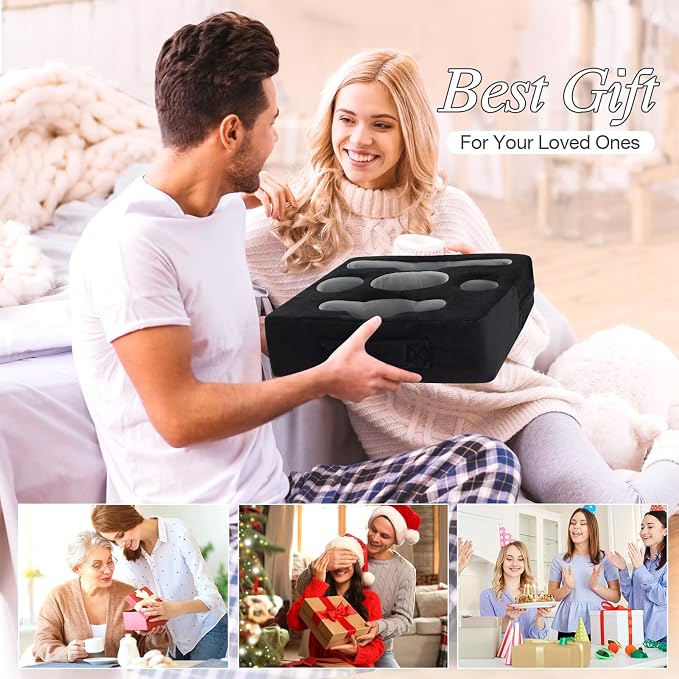 Couch Cup Holder Pillow Tray - Sofa Drink Cup Holder Cozy Buddy | Bed Caddy Organizer for Remote, Snacks Beverage, Phones, Tablet | Use it on Car, Pack, Beach, RV, Boat, Bedroom (Black) - Image 8