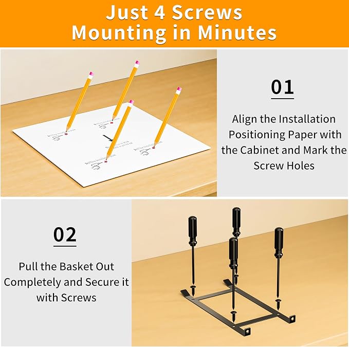 RCHYFEED 2 Tier Pull Out Spice Rack Organizer for Cabinet,11.5"Wx10.5Dx9.5H | Height Adjustable Spice Organization for Cabinet Metal Slide Out Spice Rack Heavy Duty Vertical Spice Rack for Cabinet,Pantry - Image 7