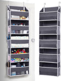 ULG 1 Pack Over Door Organizer with 5 Large and 10 Mesh Side Pockets, 44 lbs Weight Capacity Hanging Storage with Clear Window Kids Toys, Shoes, Diapers, Dark Grey, 5 Layers by ULG