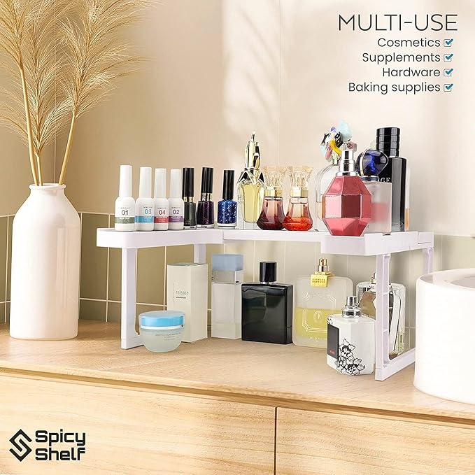 Deluxe - Expandable Spice Rack and Stackable Cabinet & Pantry Organizer (1 Set of 2 Shelves) - As seen on TV Deluxe (Spicy Shelf Organizer) - Pantry Organization - Pantry Spice Organizer - Image 8
