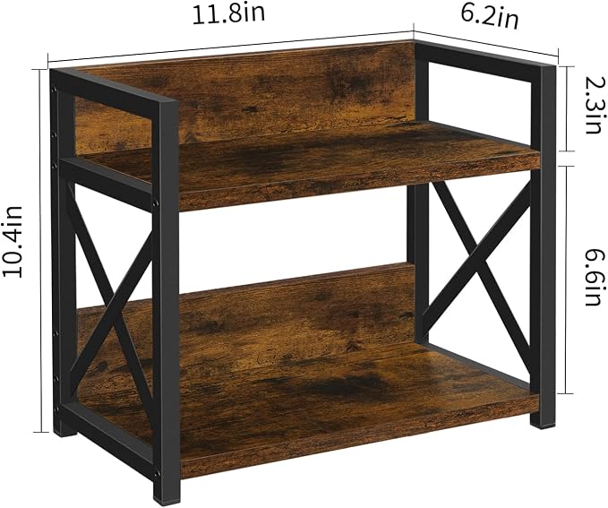 YINMIT Countertop Shelf Organizer,Coffee Bar Accessories,Spice Rack,Coffee Counter Shelf,2 Tier Coffee Organizer Station for Mugs,Cups,Cream,Syrup(Rustic Brown, Small) - Image 3