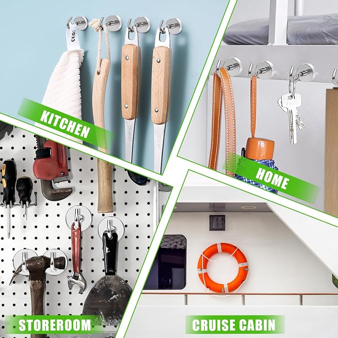 Magnetic Hooks 170Lbs Heavy Duty Magnets with Hook for Cruise Cabin | Strong Magnet Hooks for Hanging Super Metal Magnetic Hanger for Grill Fridge Kitchen Pack of 20 - Image 3