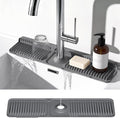 24 Inch Faucet Mat for Kitchen Sink, Silicone Splash Guard for Kitchen Sink Area, 7° Slope Fast Self-Draining Sink Mat, Cuttable Hole Design, Sink Backsplash Guard Draining Mat, Dark Grey by Prolixity